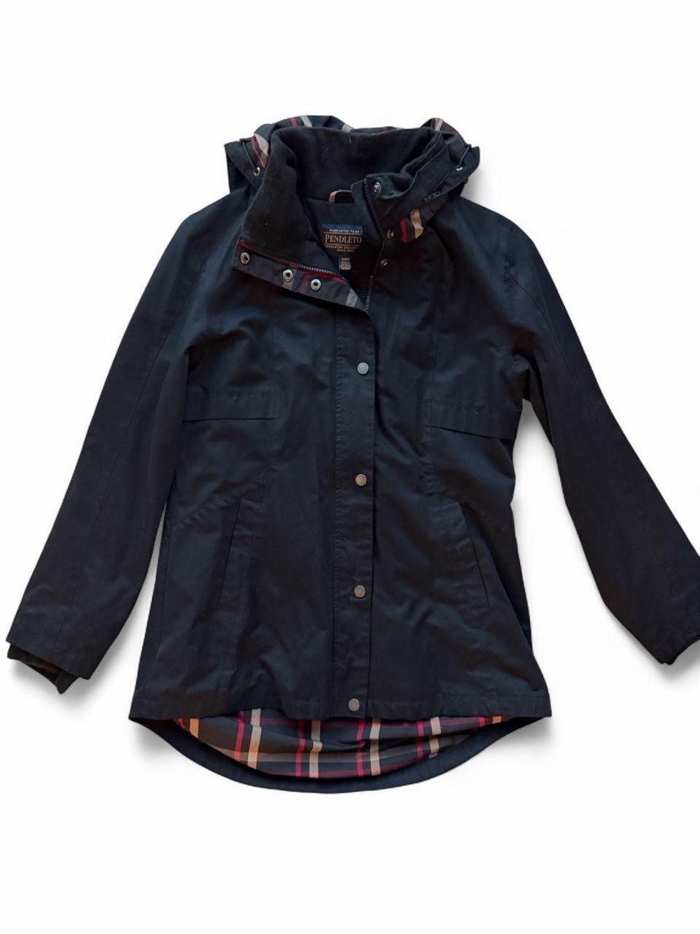 Pendleton Navy Utility Jacket with Plaid Trim